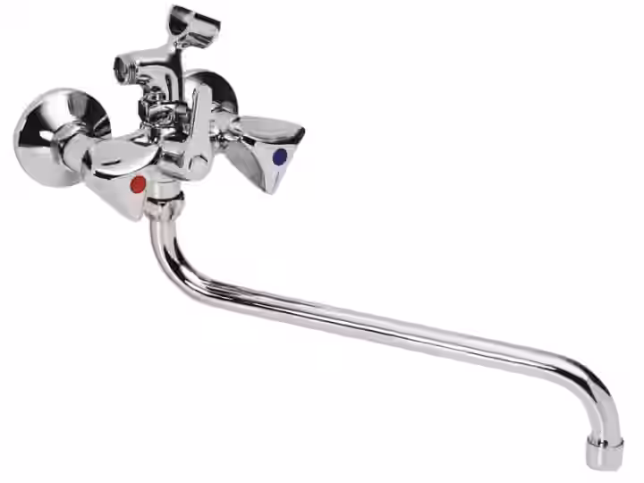 Batéria vaňová stenová do bytového jadra s trubkovým 30cm výtokovým ramenom, bez príslušenstva, rozstup 100mm, MADISON