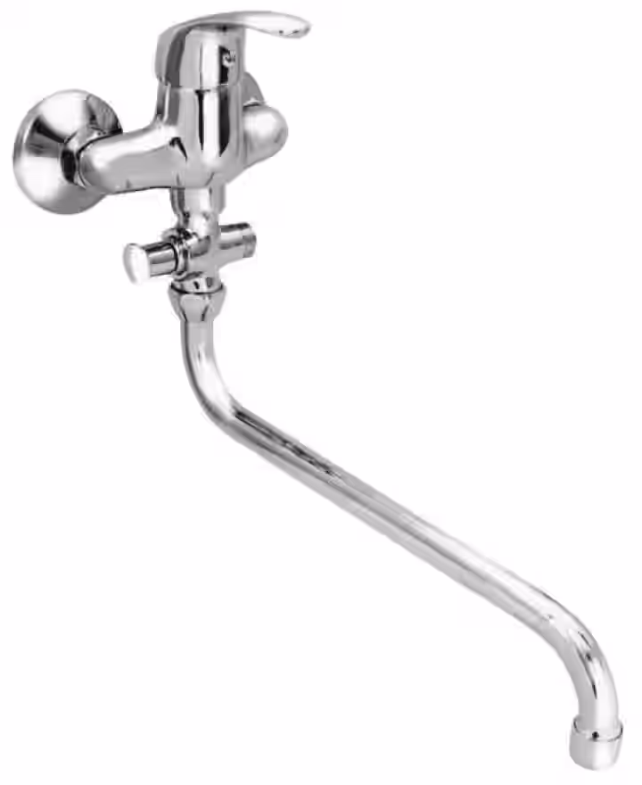 Batéria vaňová stenová do bytového jadra s trubkovým 30cm výtokovým ramenom, bez príslušenstva, rozstup 100mm, ZORA