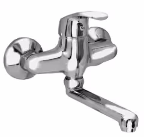 Batéria drezová stenová s rovným liatym krátkym 12cm výtokovým ramenom, rozstup 100mm, ZORA