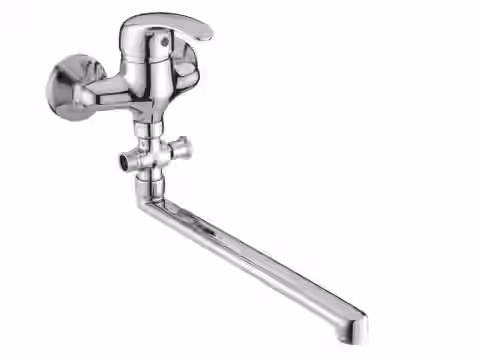 Batéria vaňová stenová do bytového jadra s rovným liatym 30cm výtokovým ramenom, bez príslušenstva, rozstup 100mm, PERLA