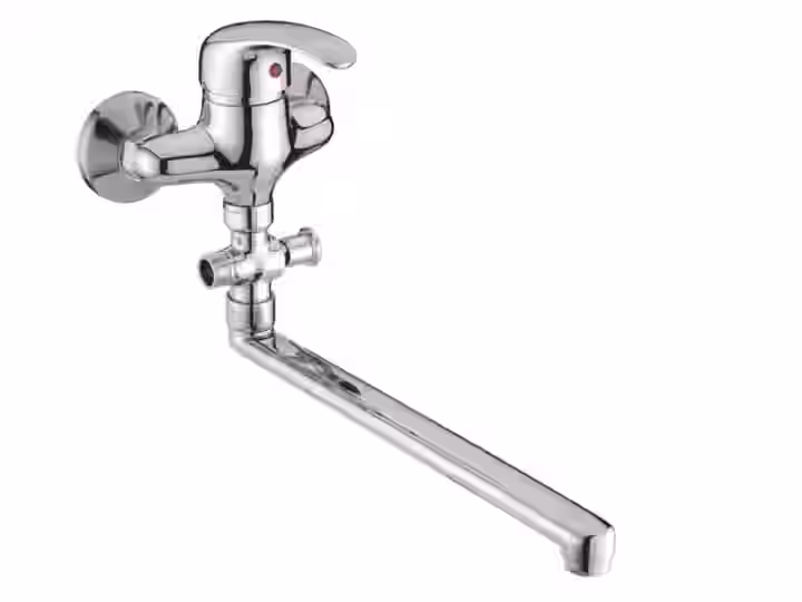 Batéria vaňová stenová do bytového jadra s rovným liatym 30cm výtokovým ramenom, bez príslušenstva, rozstup 100mm, PERLA