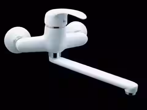 Batéria drezová stenová s rovným liatym 20cm výtokovým ramenom, biela, PERLA