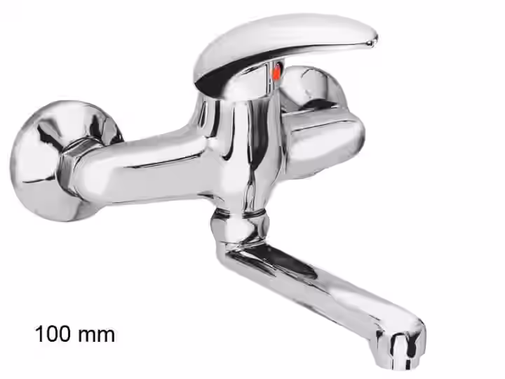 Drezová stenová batéria 100mm - rovný liaty výtok krátky, 12 cm ORION
