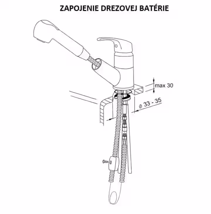 Batéria drezová stojanková s výsuvnou sprchou, MOON