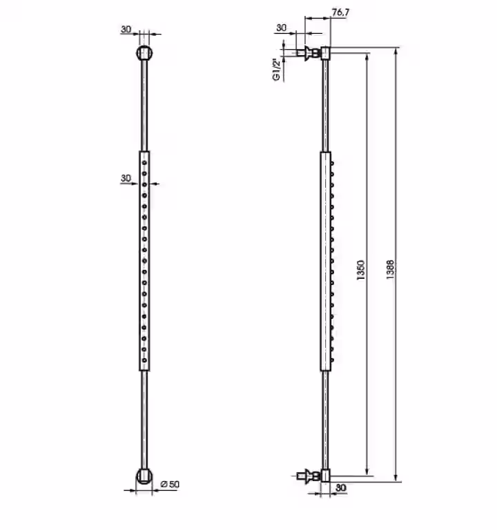 Posuvná otočná sprchová tyč s tryskami k podomietkovej batérii, 135 cm, PARADISE, chróm