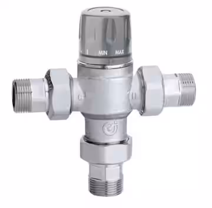 Termostatický zmiešavací ventil s filtrami a spätnými klapkami, 3/4", +45 až+65°C