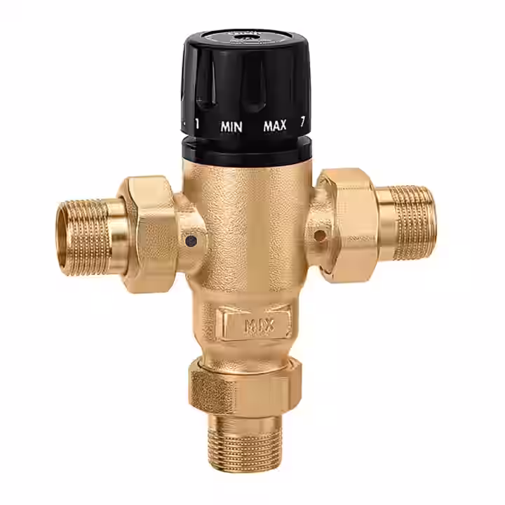 Termostatický zmiešavací ventil proti vodnému kameňu, G 3/4" A (ISO 228-1) M, +30 až +65 °C, PN 14, T max.+85 °C