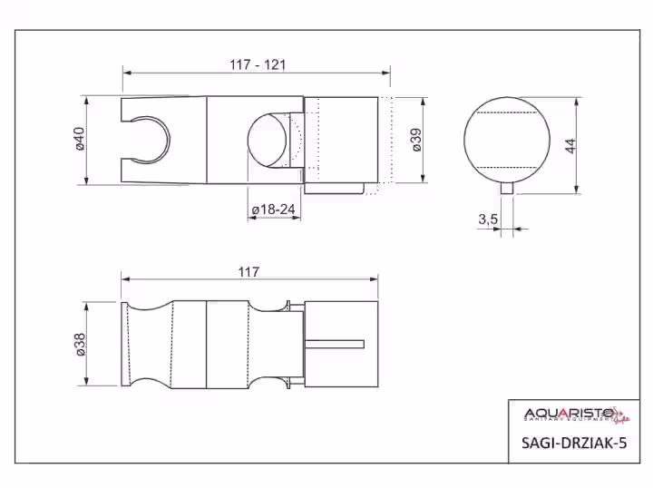 Posuvný držiak na tyč s priemerom od 18 do 24mm, s technológiou eClip