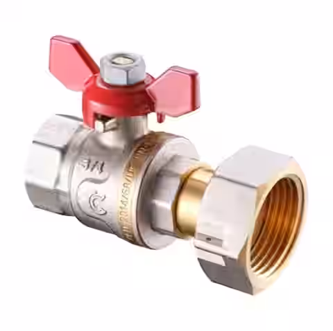 Guľový ventil S30, FF, s prevlečnou maticou, motýľ, PN30, 5/4", CALIDO